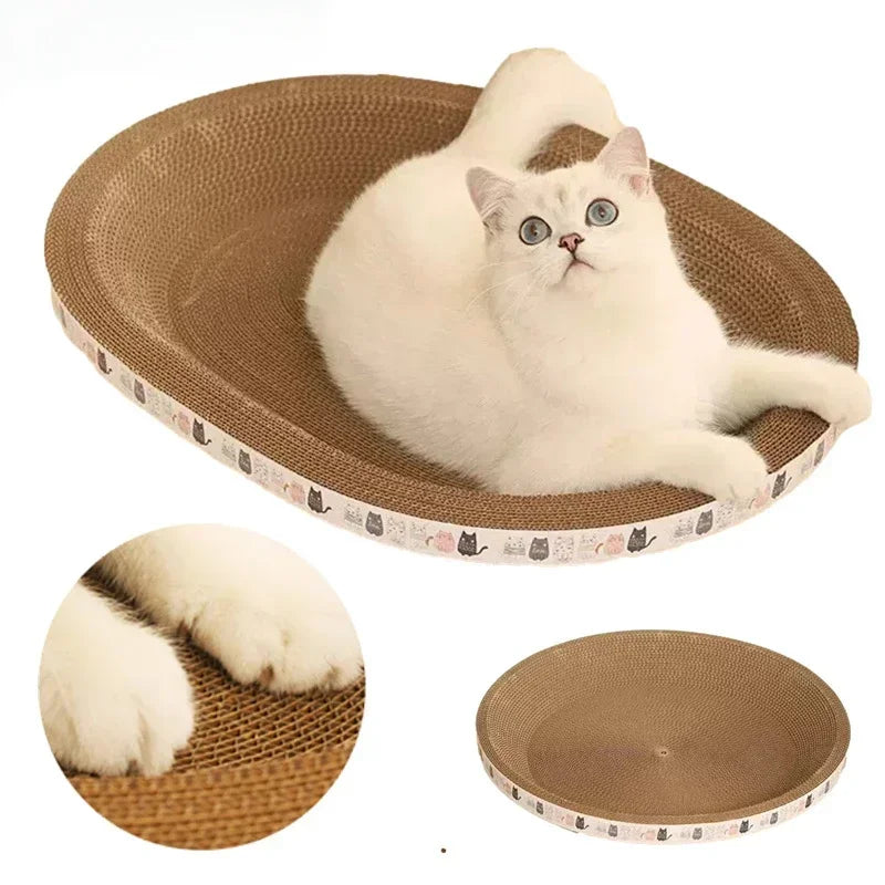 Corrugated Cat Scratcher Bed Round Oval - Claw Grinding Toy for Cats