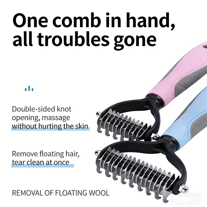 Double-Sided Dog Brush Hair Removal Detangling Comb Grooming Tool