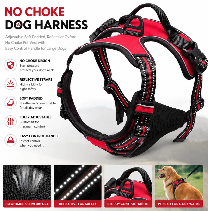 No-Pull Reflective Oxford Dog Harness Vest Large | PawJoyKwT