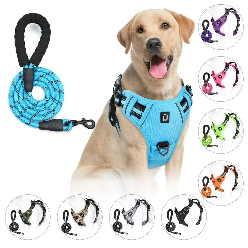 No-Pull Reflective Dog Harness Leash Combo Padded | PawJoyKwT
