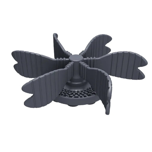 Blue star-shaped slow feeder puzzle insert with central pebble-like bumps