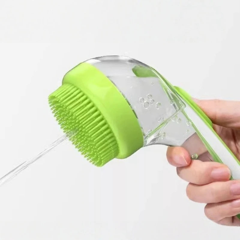 2-in-1 Pet Grooming Brush Massage Bath Scrubbing Tool Dogs Cats Gentle Wash