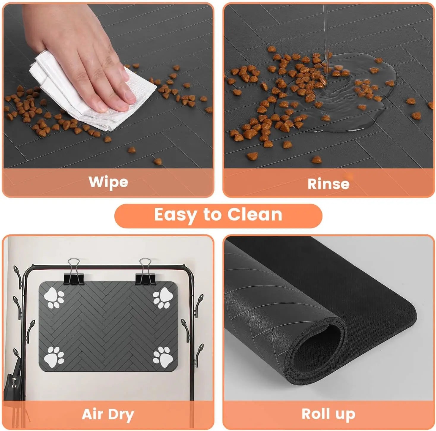 Absorbent Pet Placemat Waterproof Rubber Backing Quick Dry