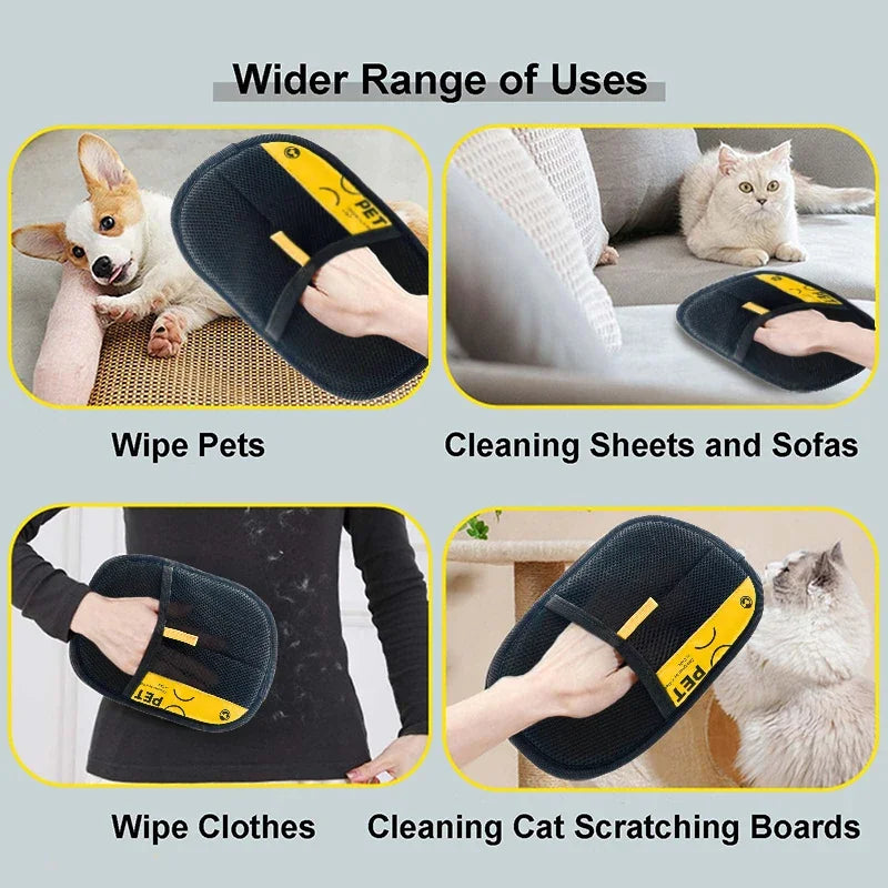 Electrostatic Pet Hair Remover Gloves 2-in-1 Lint Roller