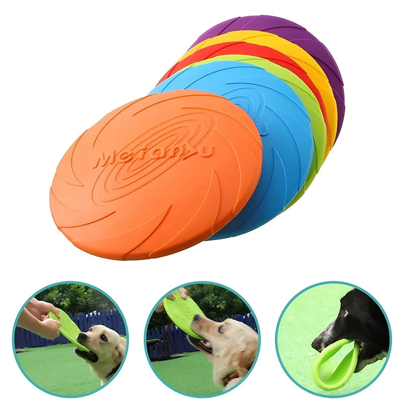 Multicolor Silicone Flying Disc Chew Outdoor Training Dog Toy