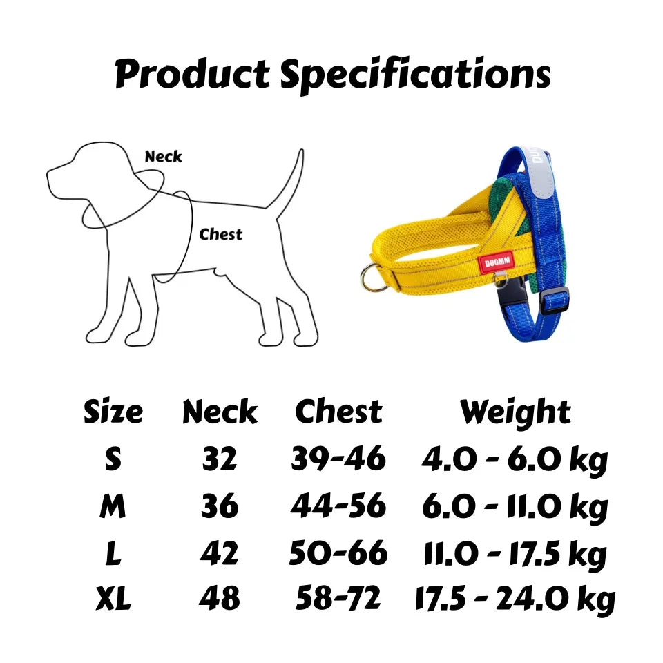 Padded Vest Dog Harness Reflective Straps Secure Walking | PawJoyKwT