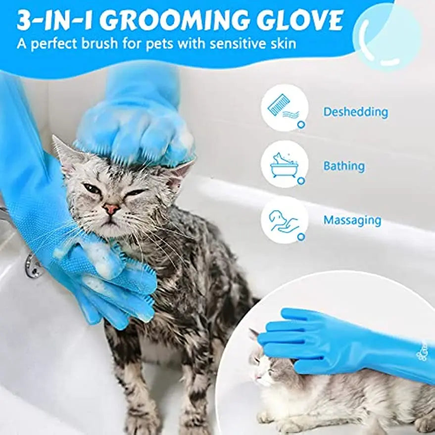 Pet Bathing Shampoo Scrubber Silicone Massage Glove