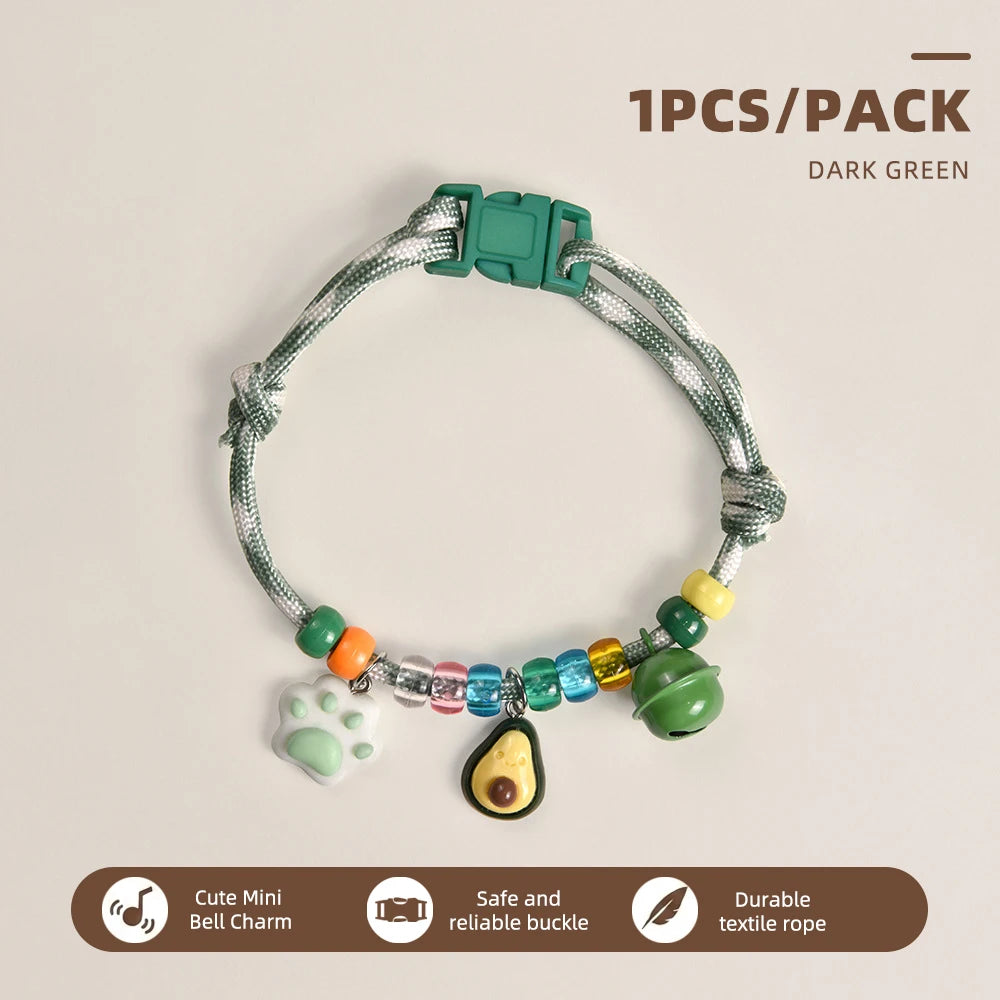 Cute Beaded Pet Collar Adjustable Bell Anti-Lost Cats Dogs