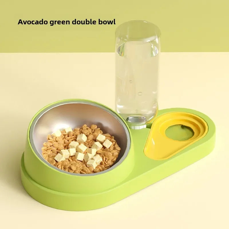 Double Bowl Pet Feeder with Auto-Refill Water Dispenser