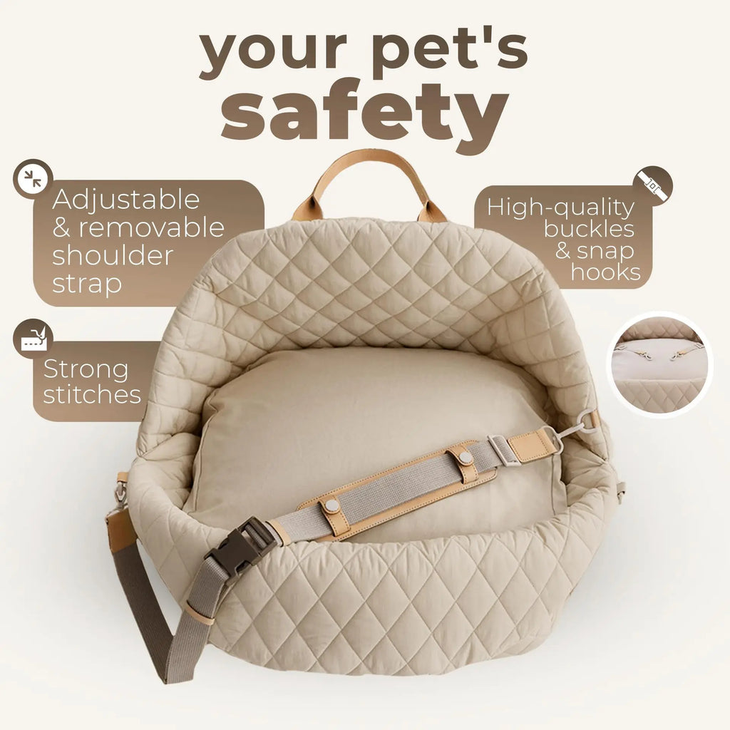 3-in-1 Dog Car Seat Carrier Bed Anti-Slip Washable