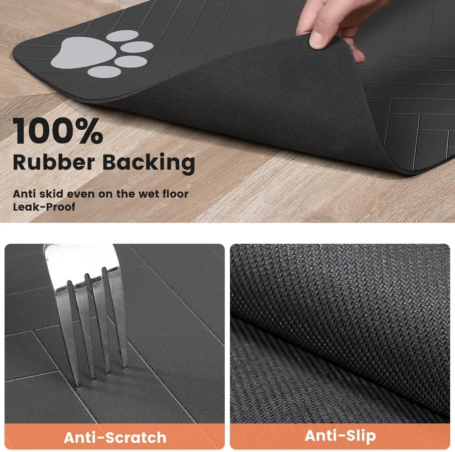 Absorbent Pet Placemat Waterproof Rubber Backing Quick Dry
