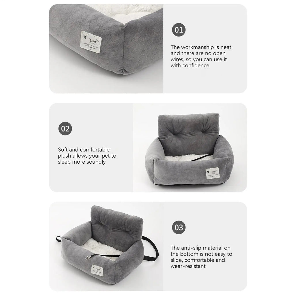 Dog Car Seat Pet Travel Booster Seat Dual Use Carrier Bed Safety