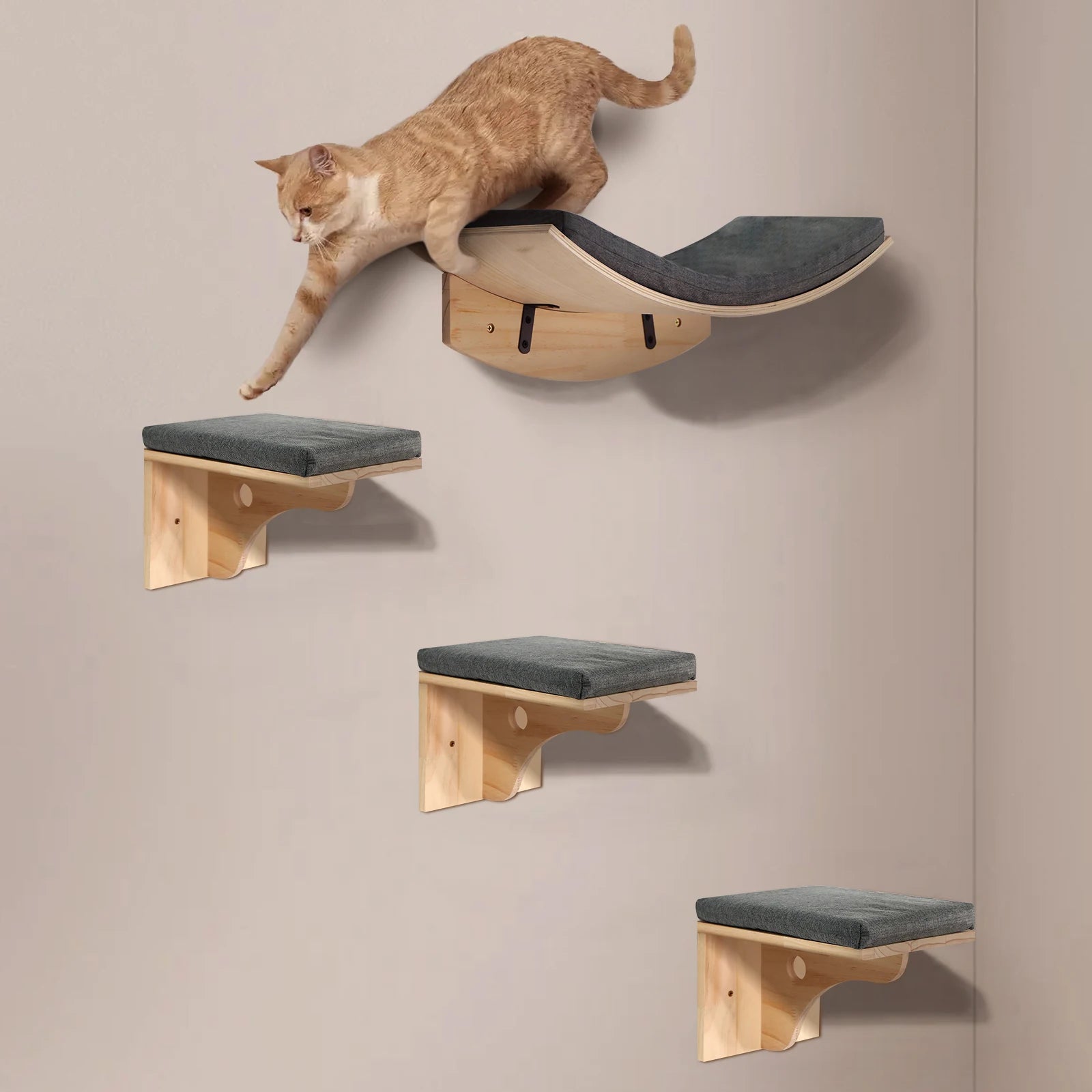 Wall Mounted Cat Shelf Bed Soft Cushion Indoor Perch