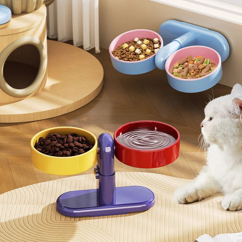 Tip-Proof Adjustable Height Pet Bowls for Cats & Dogs