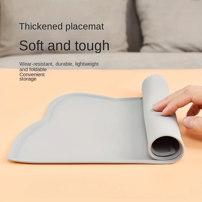 Thin Silicone Waterproof Cat Food Mat with Raised Edge