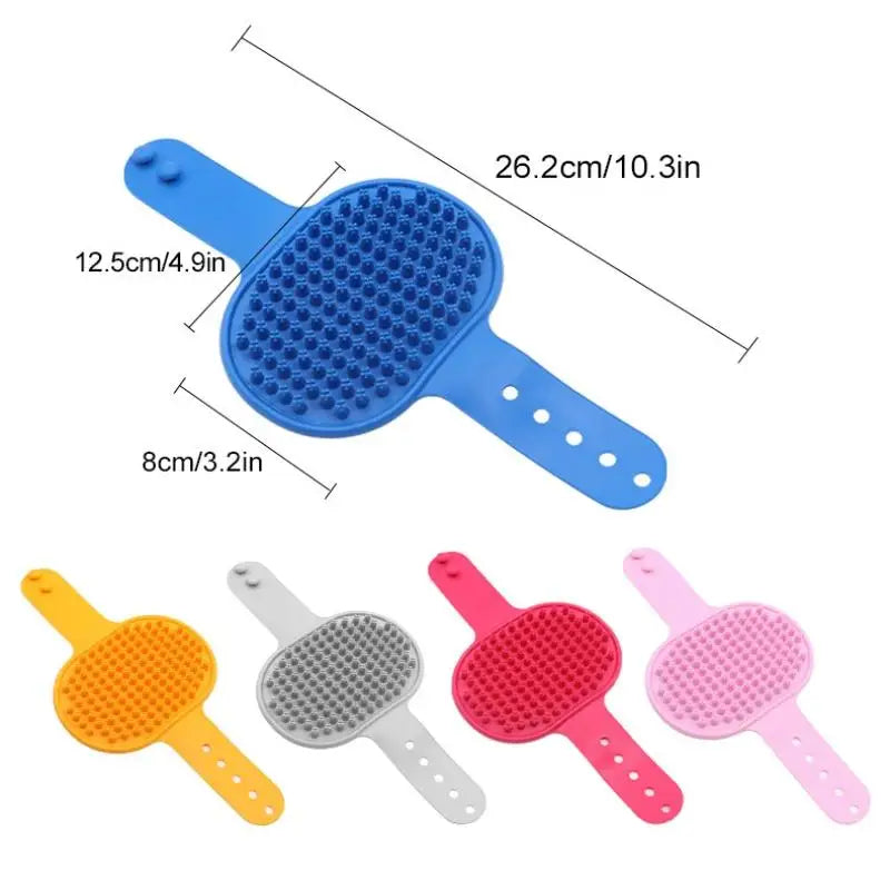 Pet Bath Brush Dog Cat Silicone Massage Glove Adjustable Strap Hair Remover