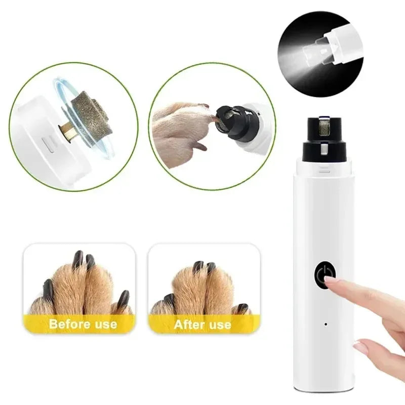 Electric Cat Nail Clippers Dog Nail Grinder USB Rechargeable LED Light Quiet