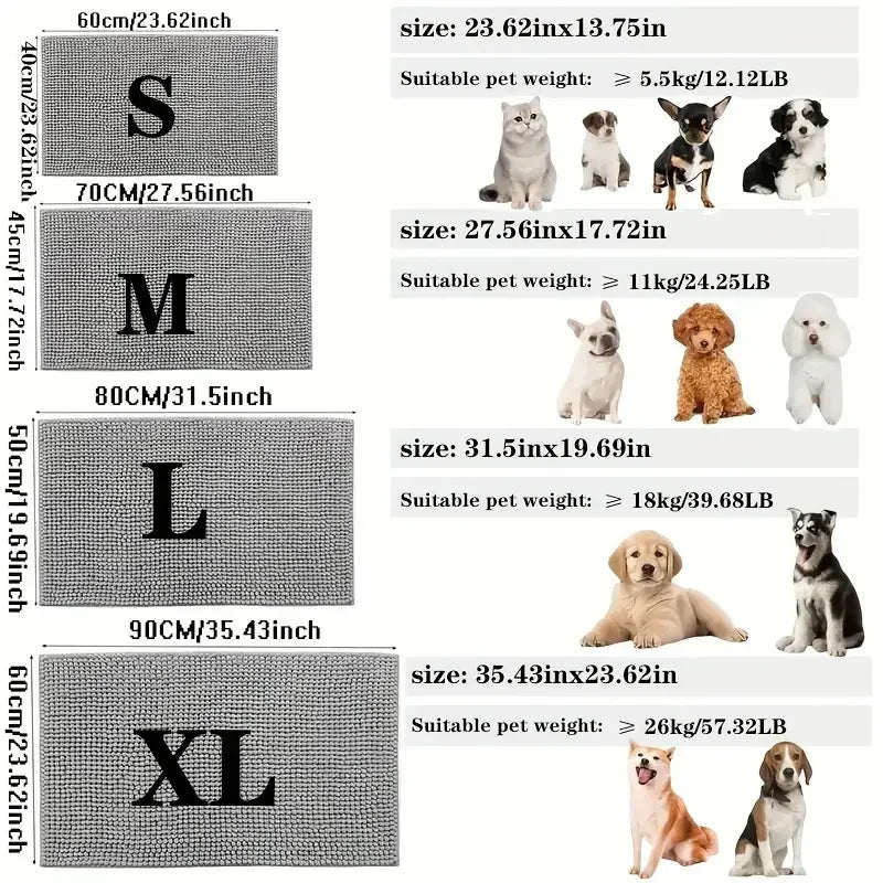 Absorbent Non-Slip Washable Dog Doormat for Muddy Paws