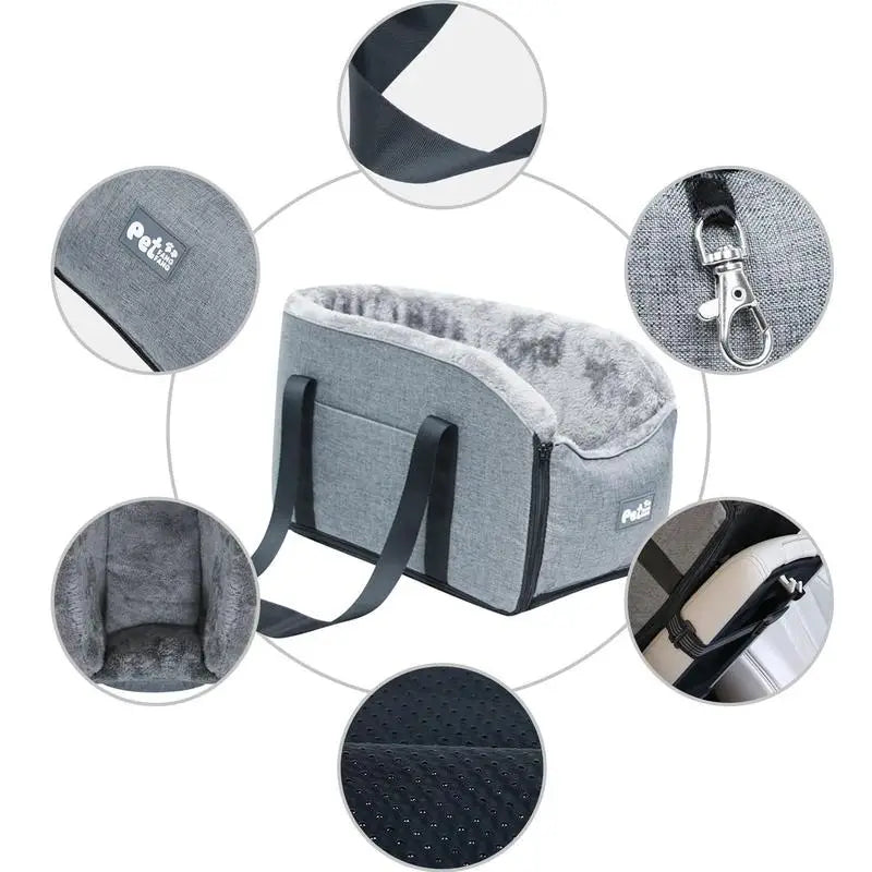 Portable Pet Dog Car Seat Central Control Nonslip Kennel Bed Cozy Safe