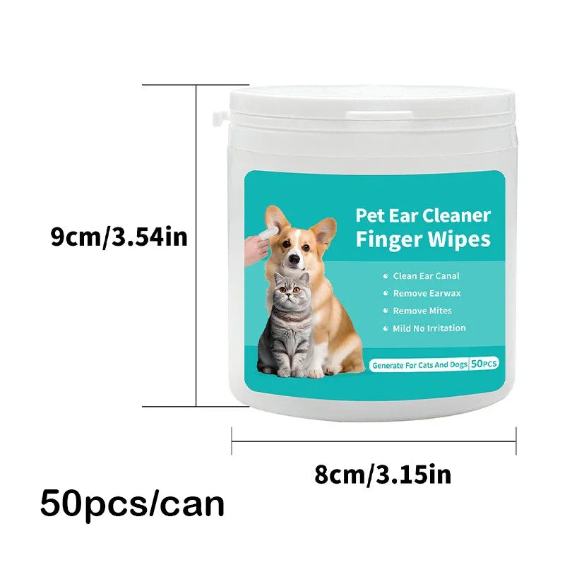 50-Pack Pet Ear Cleaning Wipes for Dogs & Cats Ear Care