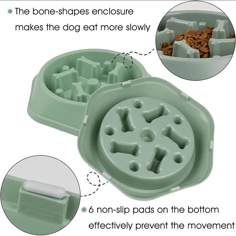 Anti-Choke Slow Feeder Dog Bowl Non-Slip Puzzle Dish Puppies