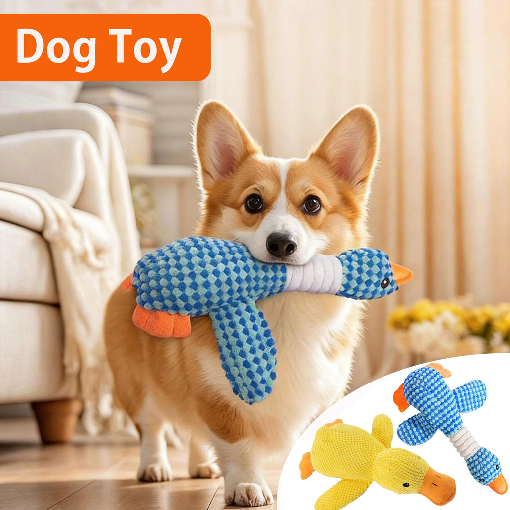 Plush Blue Goose Squeaky Chew Toy for Dogs Boredom Relief