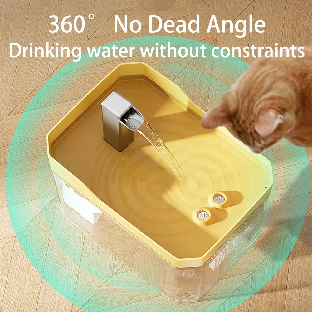 Cat Water Fountain Auto Filter Transparent | See-Through Pet Fountain USA