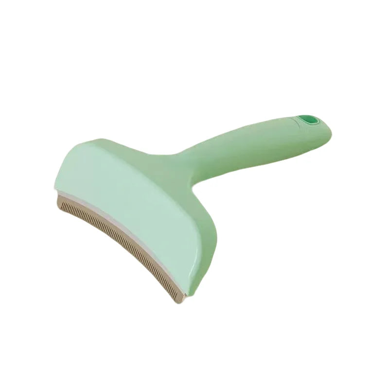 Light green pet hair remover brush with metal comb teeth for pet hair removal