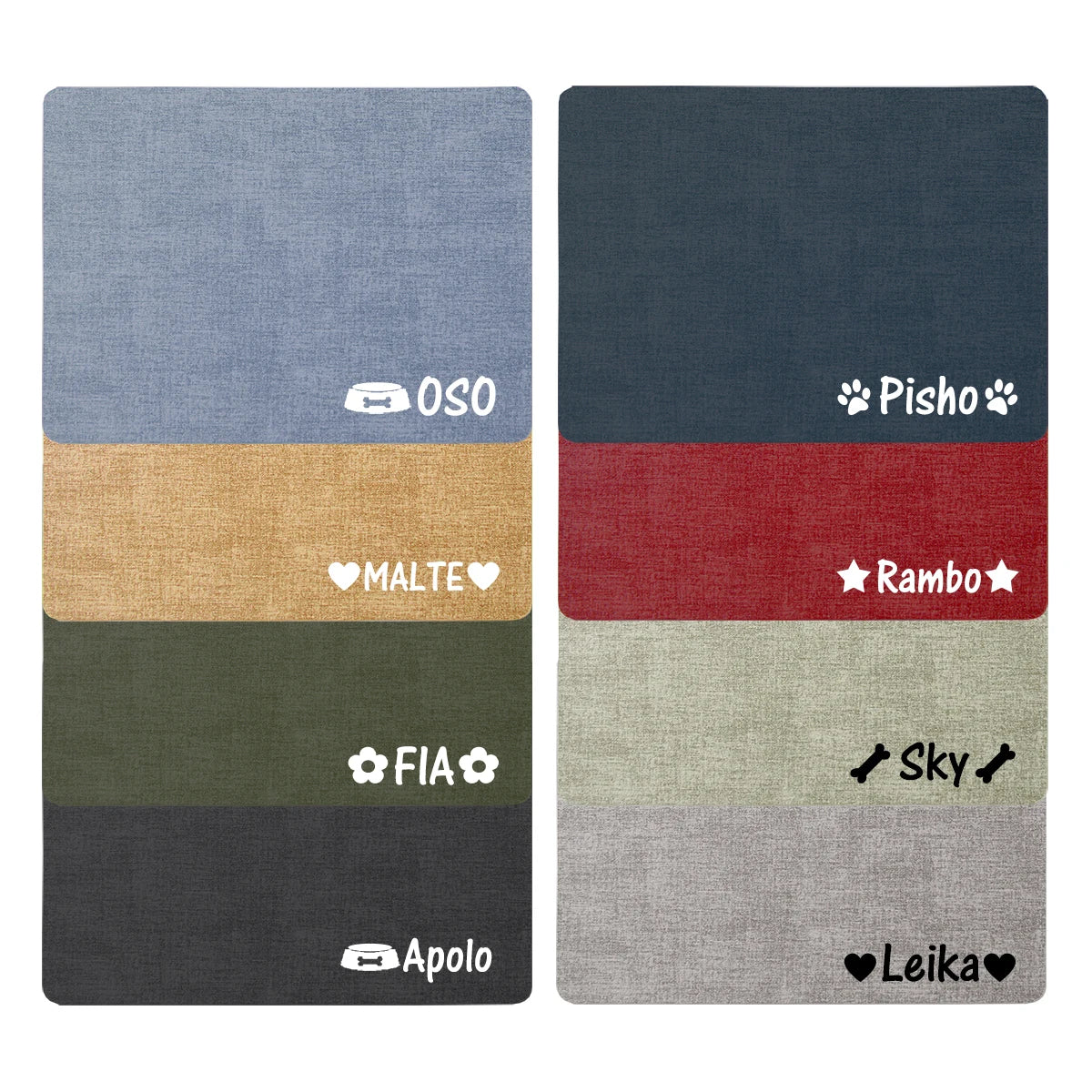 Personalized Custom Name Dog Cat Food Mat Foldable Washable