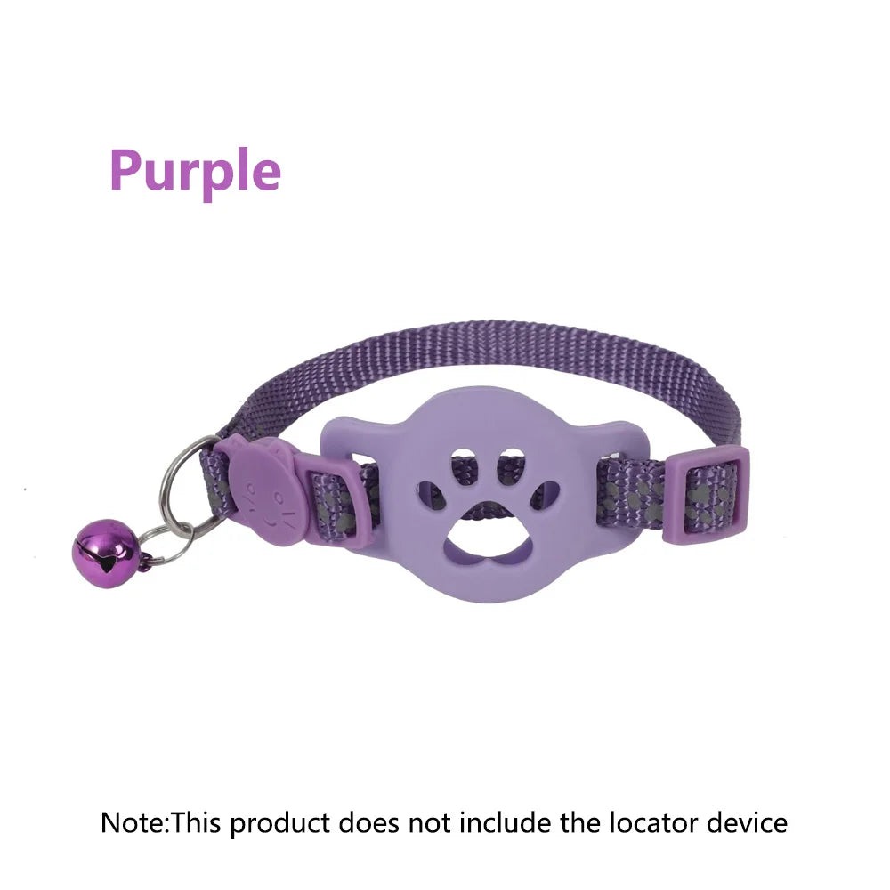 Reflective Cat Collar AirTag Holder Bell Adjustable Domestic