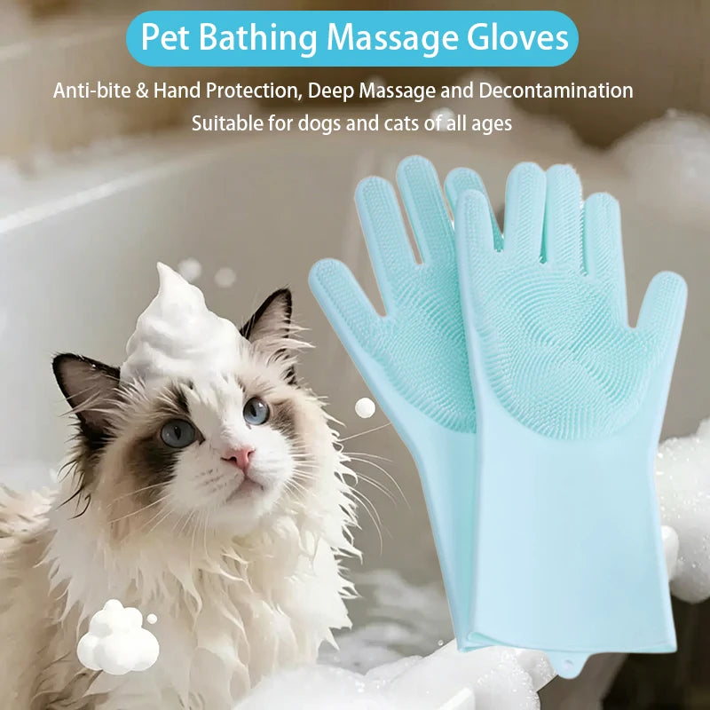 Pet Grooming Bath Glove Hair Remover Mitt for Dogs Cats