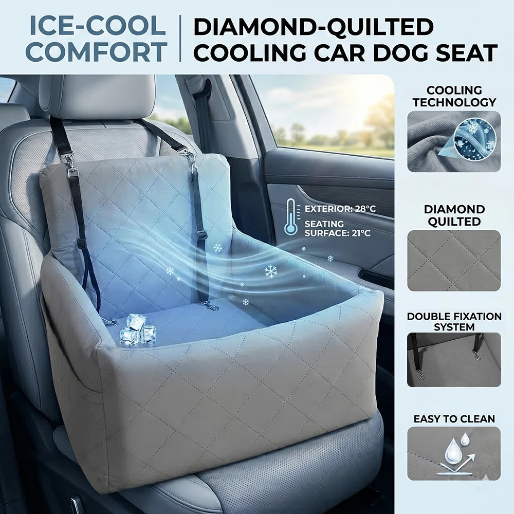 Ice Cooling Dog Car Booster Seat Travel Bed Waterproof Scratch Proof Safety