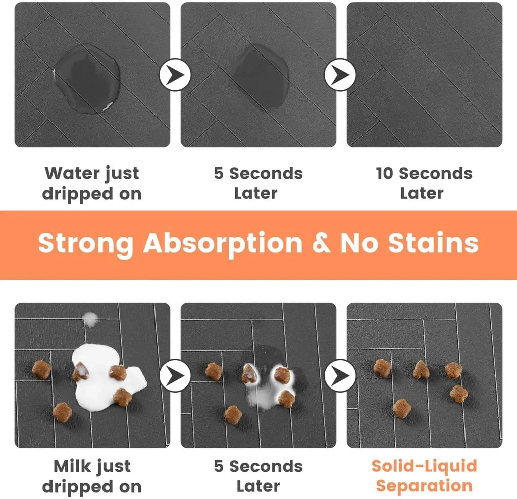 Quick-Dry Absorbent Pet Placemat with Waterproof Rubber Backing