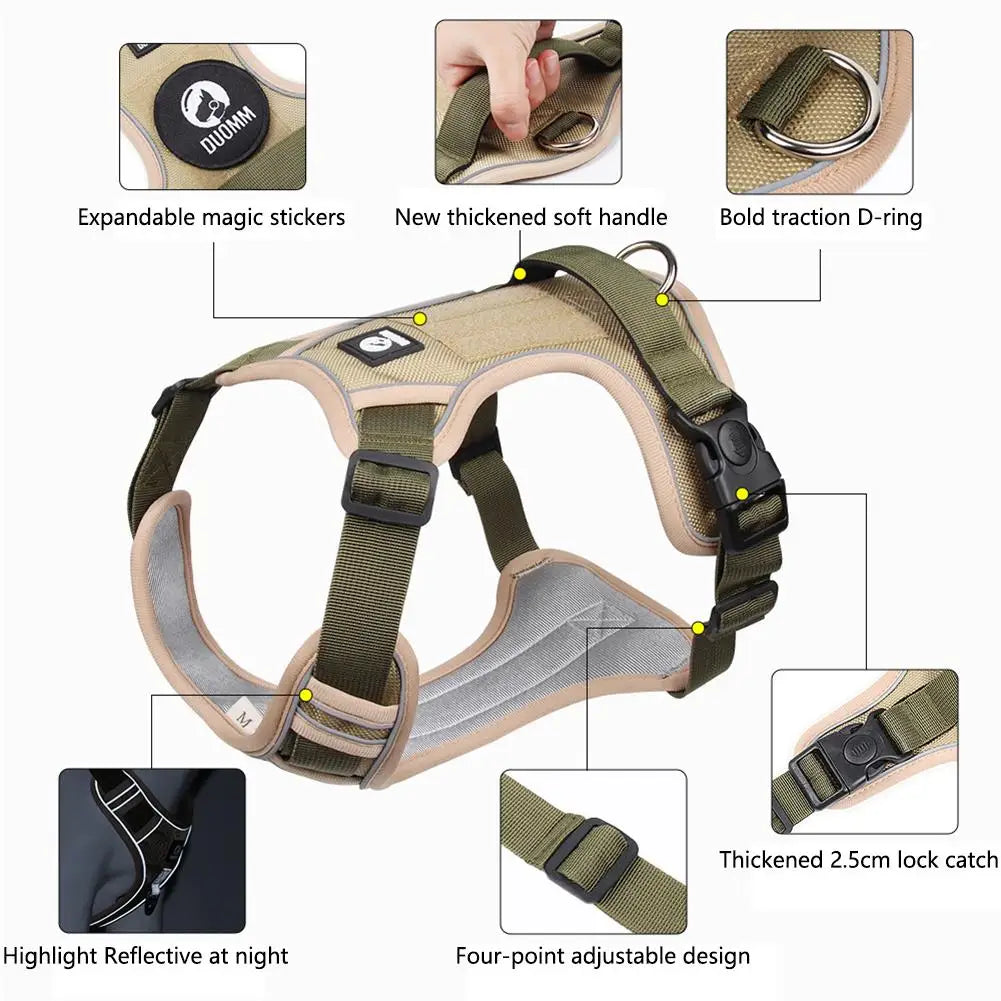 Army Reflective Oxford Dog Harness Vest Training Large | PawJoyKwT