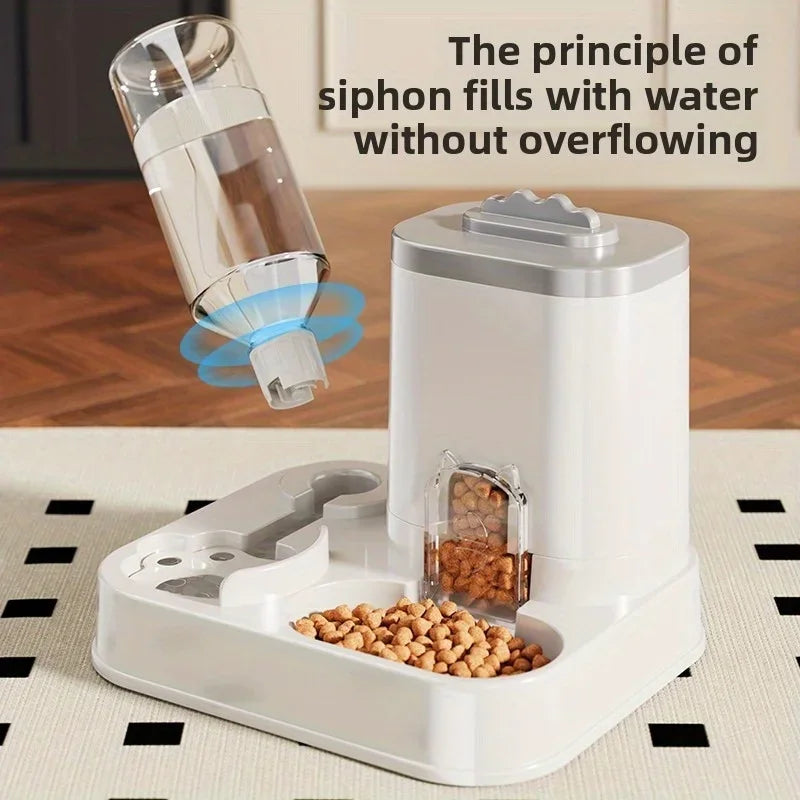 Gravity Auto Pet Feeder Water Dispenser Bowl Cats Dogs