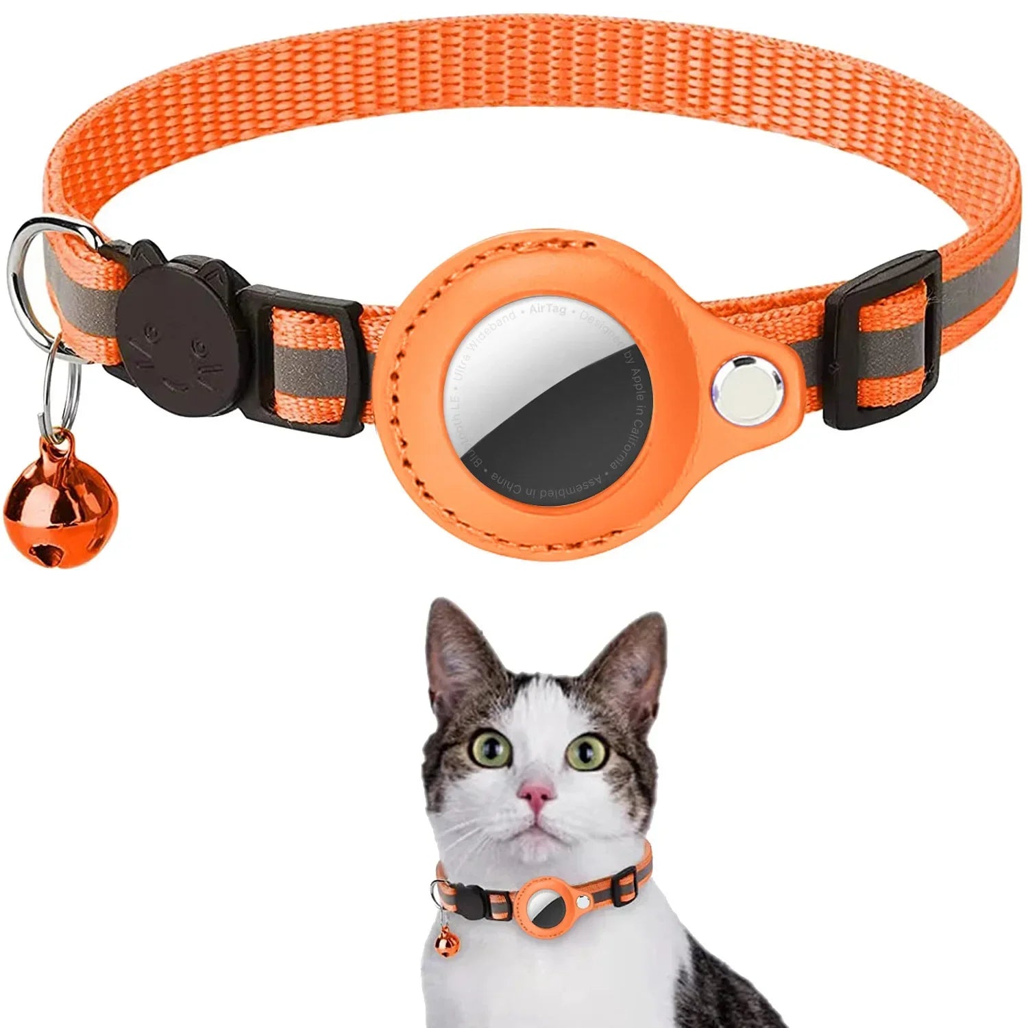 Waterproof Breakaway Cat Collar Bell Reflective AirTag Holder