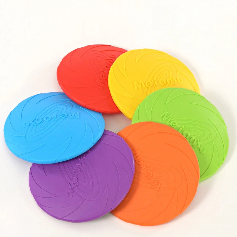 Multicolor Silicone Flying Disc Chew Outdoor Training Dog Toy