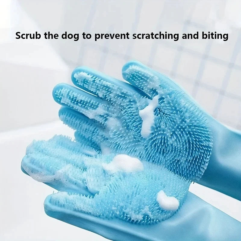 Pet Grooming Cleaning Glove Dog Cat Bathing Shampoo Scrubber