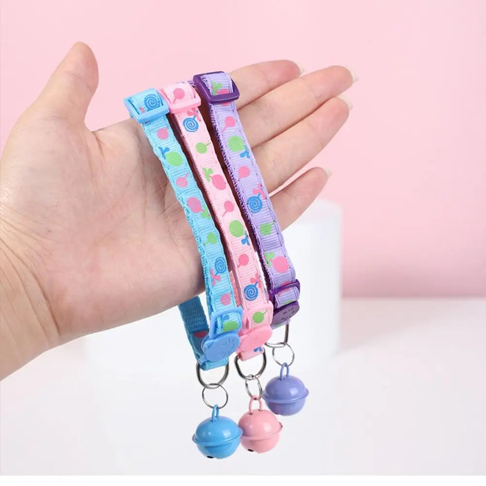 Cartoon Cat Collar Adjustable Kitten Necklace Bell Pendant