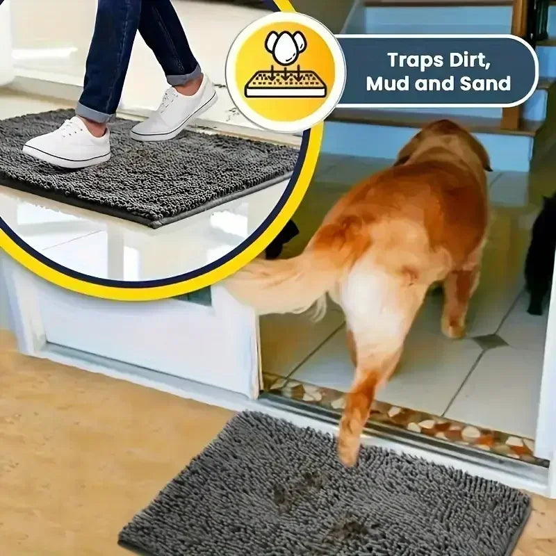 Absorbent Non-Slip Washable Dog Doormat for Muddy Paws