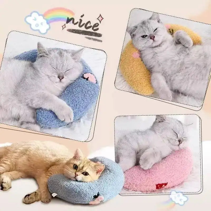 U Shape Plush Pillow Calming Sleep Companion for Pets