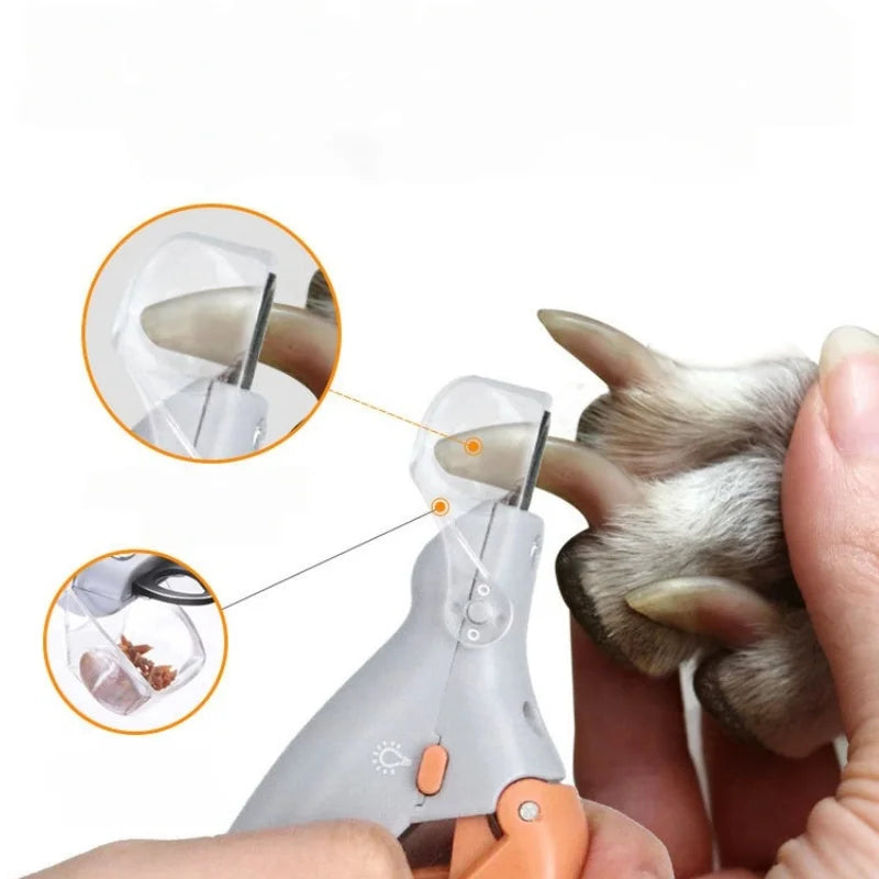 Pet Cat Dog Nail Clippers LED Light Polishing Cleaning Supplies