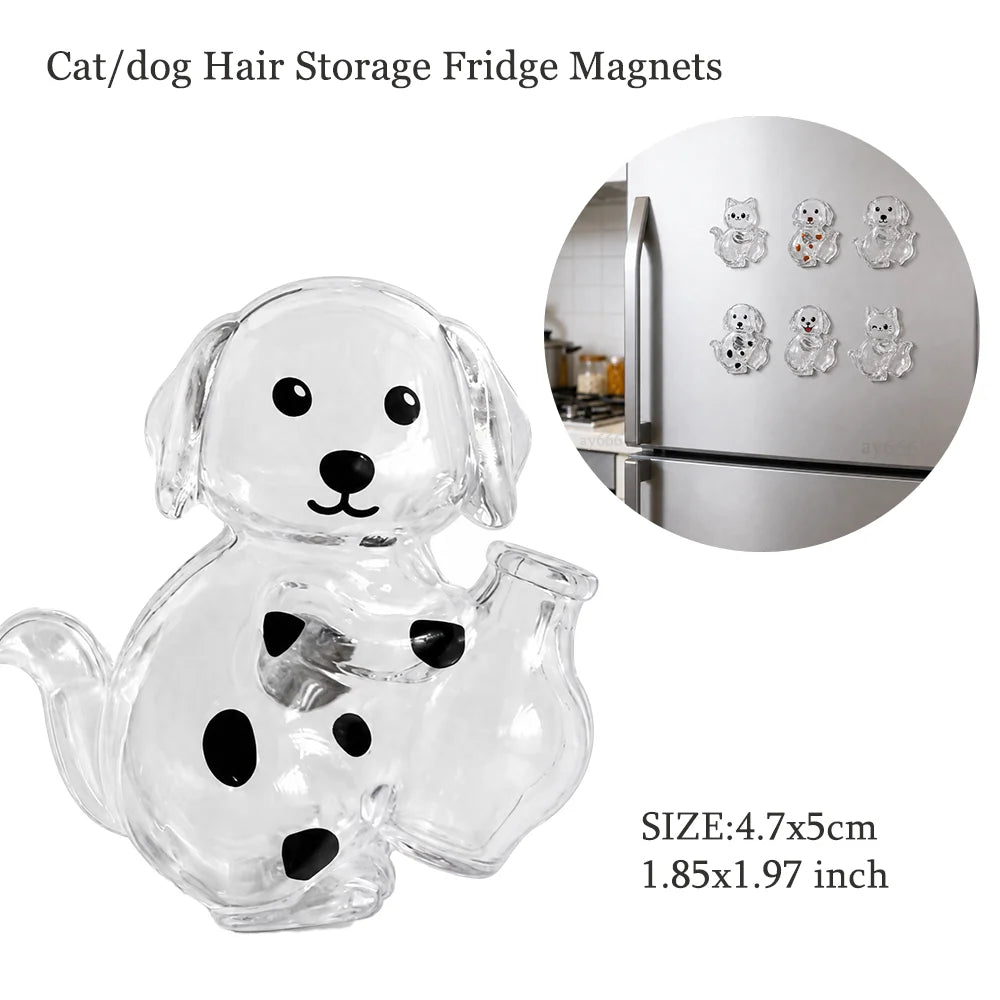 Clear dog-and-cat fridge magnets with cartoon faces