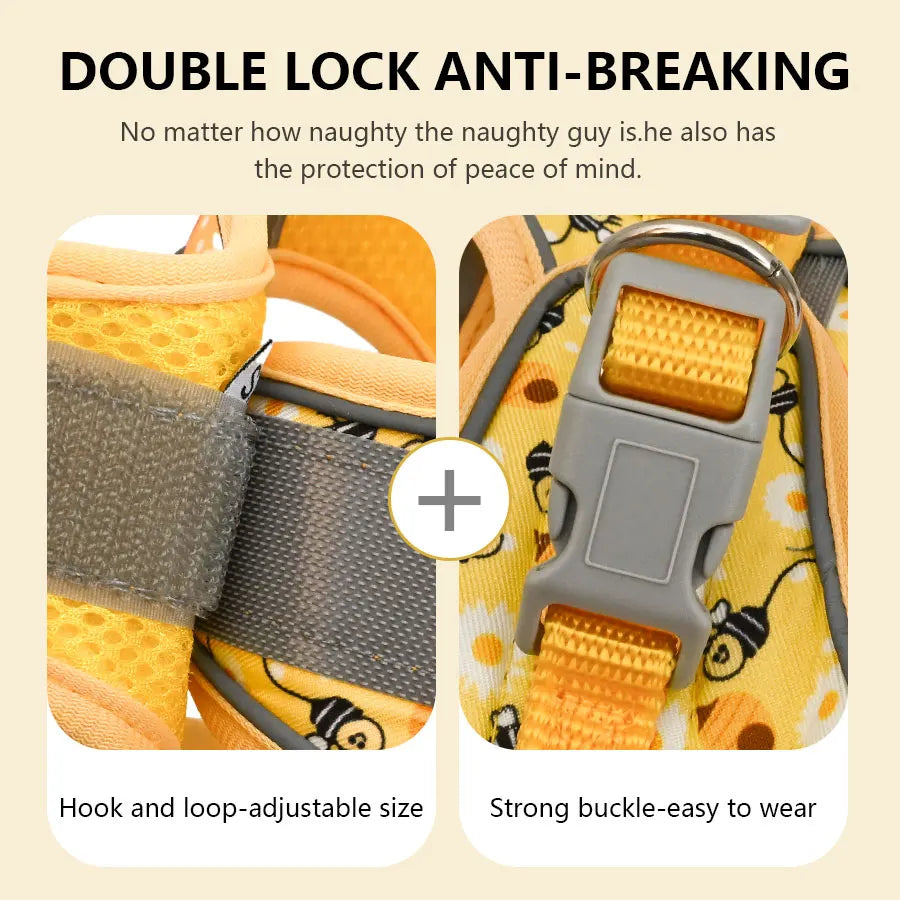 Honeycomb Mesh Dog Harness Leash Set Breathable | PawJoyKwT