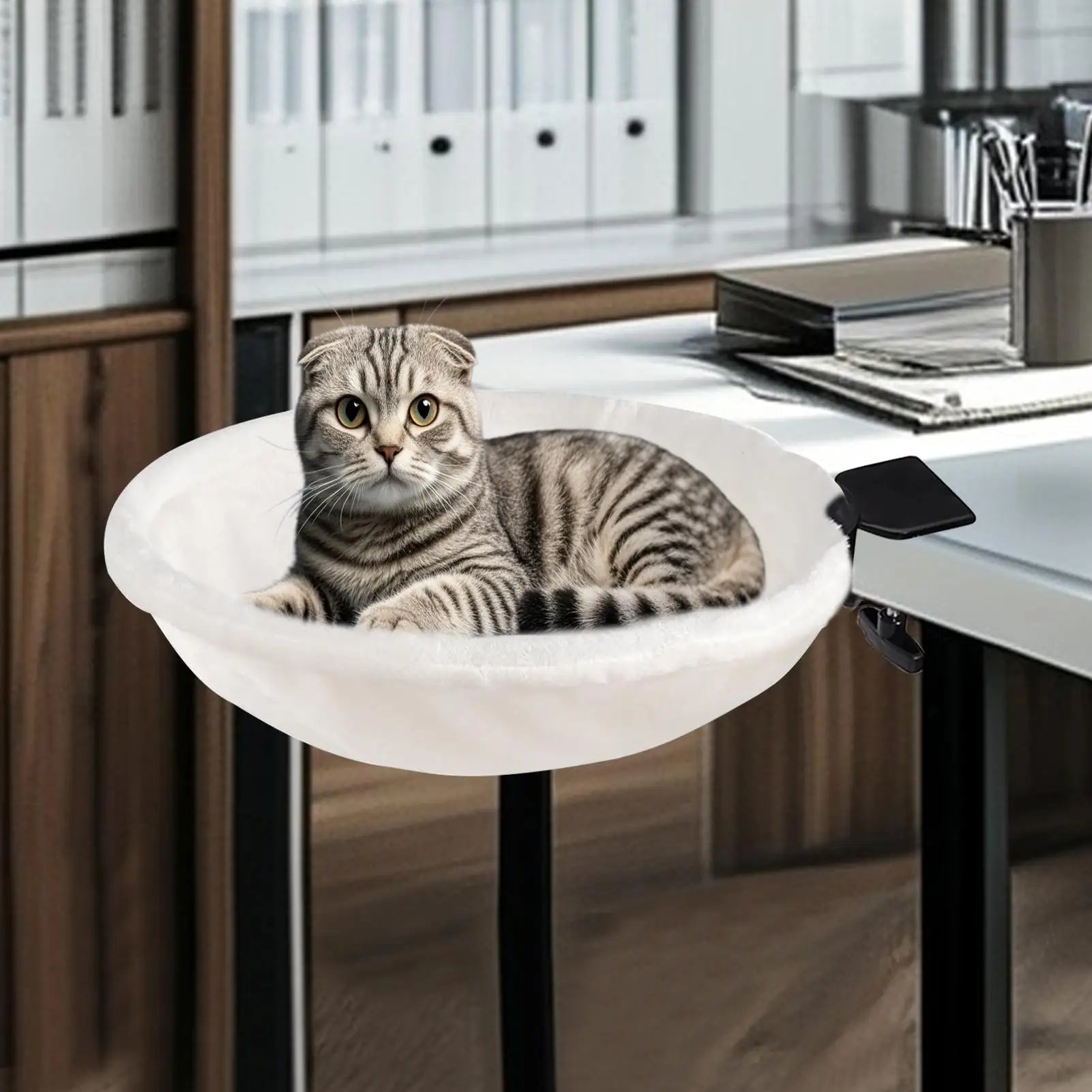 Rotating Cat Desk Hammock Bed Ergonomic Indoor Sleeping Perch