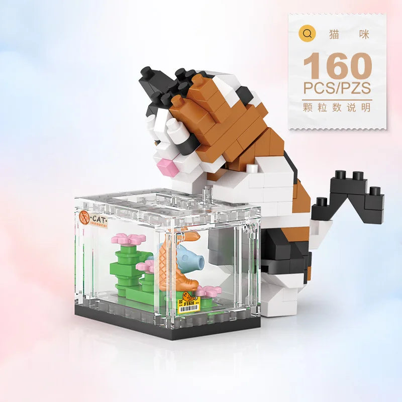 Cute Animal Fish Tank Building Blocks Kit for Kids Girls