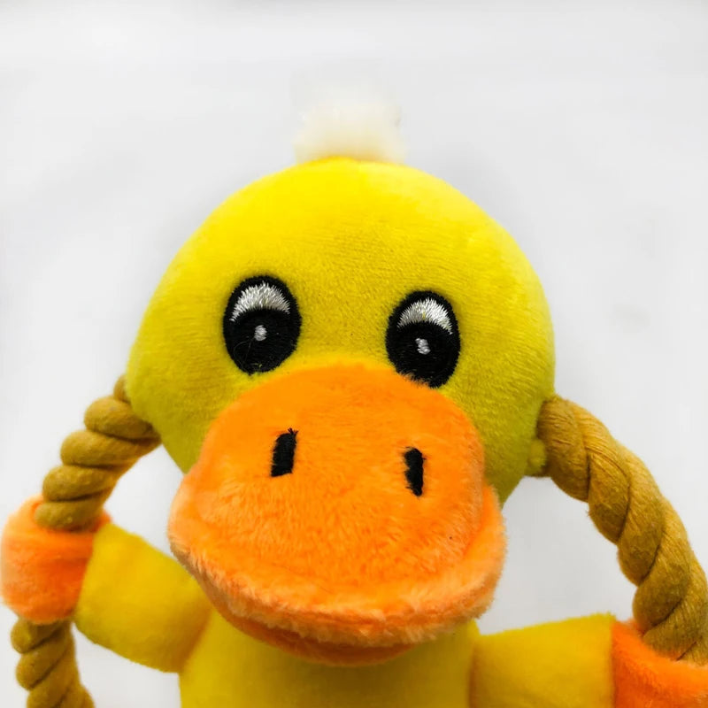 Cotton Rope Duck Pig Squeaker Chew Training Toy for Dogs