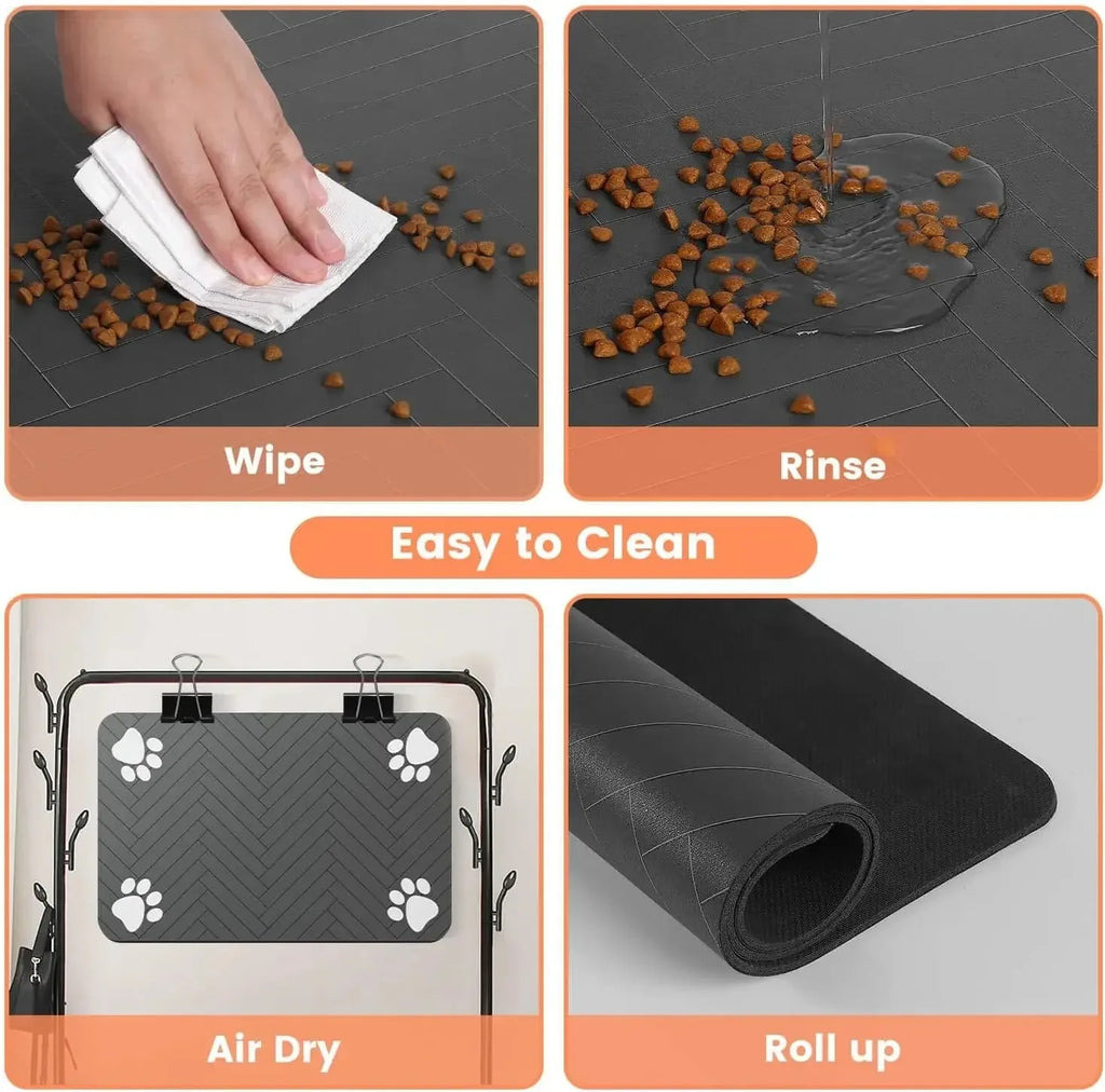 Quick-Dry Absorbent Pet Placemat with Waterproof Rubber Backing