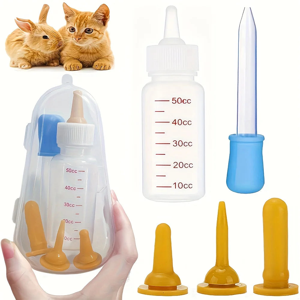 Newborn Pet Feeding Bottle Set — Soft Silicone with Storage Box