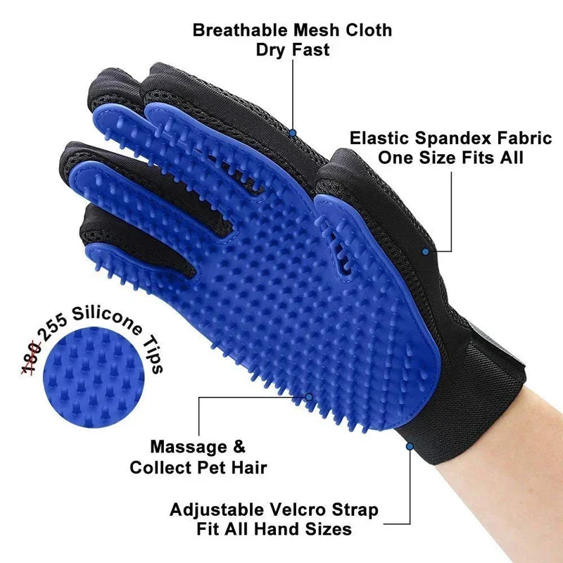Silicone Pet Grooming Gloves Cats Hair Brush Comb Bathe Dogs Hair Removal
